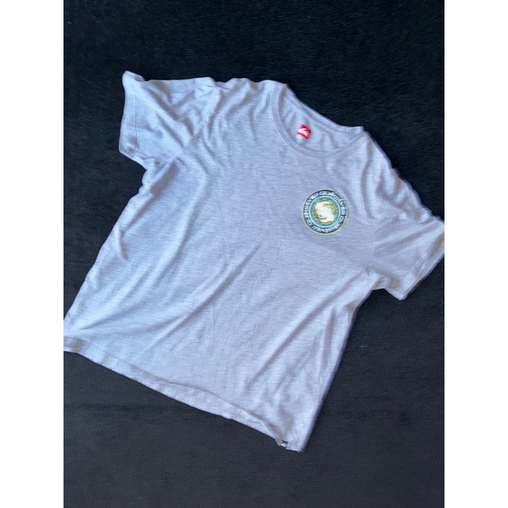 y2k Quiksilver Mens XXL Heather Gray Graphic Logo Short Sleeve T-Shirt